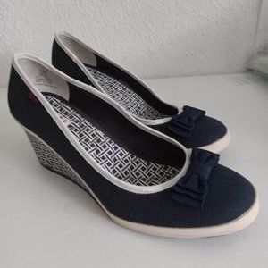 Keds "Bliss" Blue/White Wedge Heel Size 9M - WF28803 L8 VH208